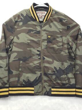 True Religion Jacket Mens XL Brown Camo Long Sleeve Full Zip World Tour 2002